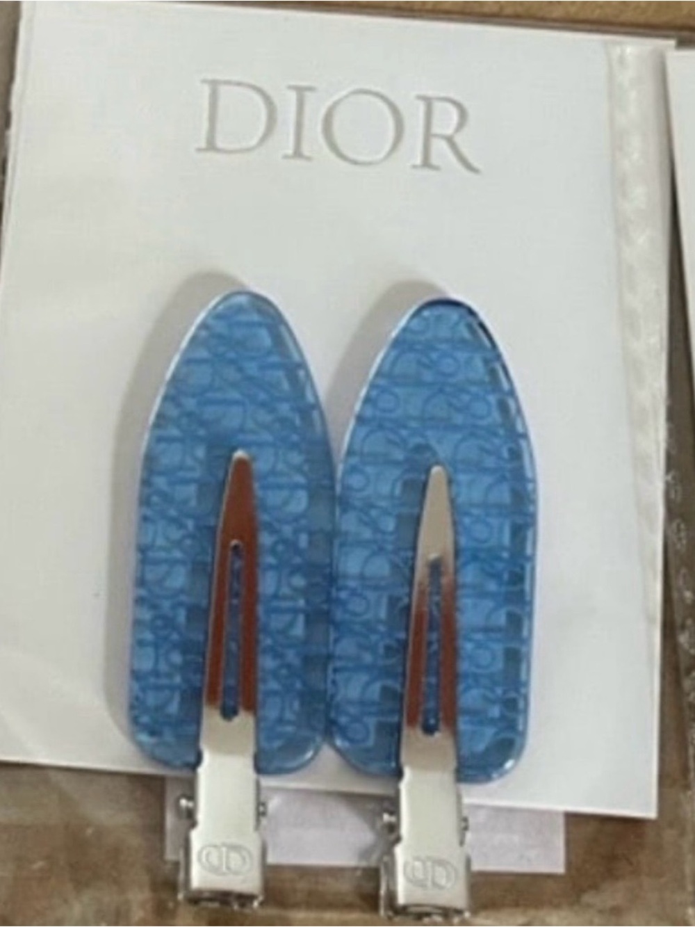 DIOR (ONE PAIR) No-Bend Hair Clips —BLUE  
~NEW~